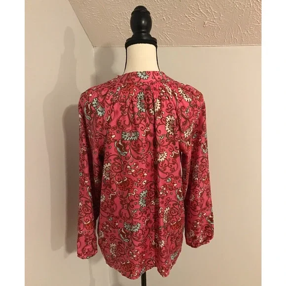 Lilly Pulitzer Elsa Hotty Pink Ring My Chime Silk Top - Size Medium - Picture 5 of 12